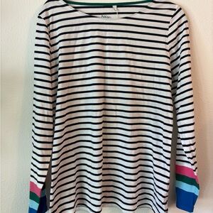 Boden Navy and White Striped Top